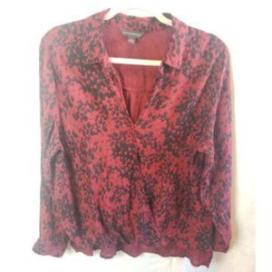 Rock & Republic Faux Wrap Long Sleeve Print Top